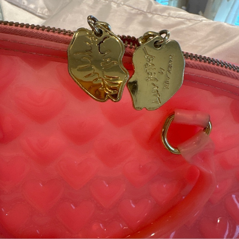 Betsey Johnson Pink Heart-Patterned PVC Bag